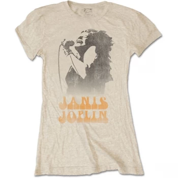 Image of Janis Joplin - Working The Mic Ladies Medium T-Shirt - Neutral