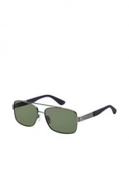 Image of Tommy Hilfiger Black Rectangle Sunglasses Black Men