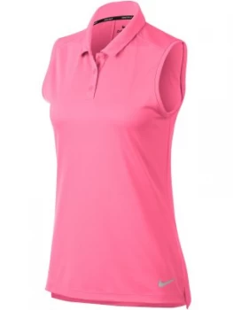 Image of Nike Golf Dry Sleeveless Polo Pink Silver