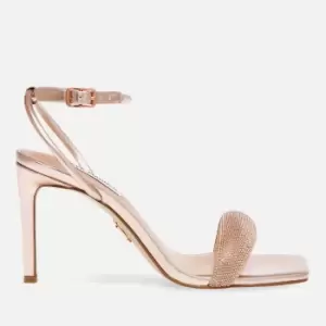 Image of Steve Madden Rhinestone-Embellished Faux Leather Heeled Sandals - UK 6