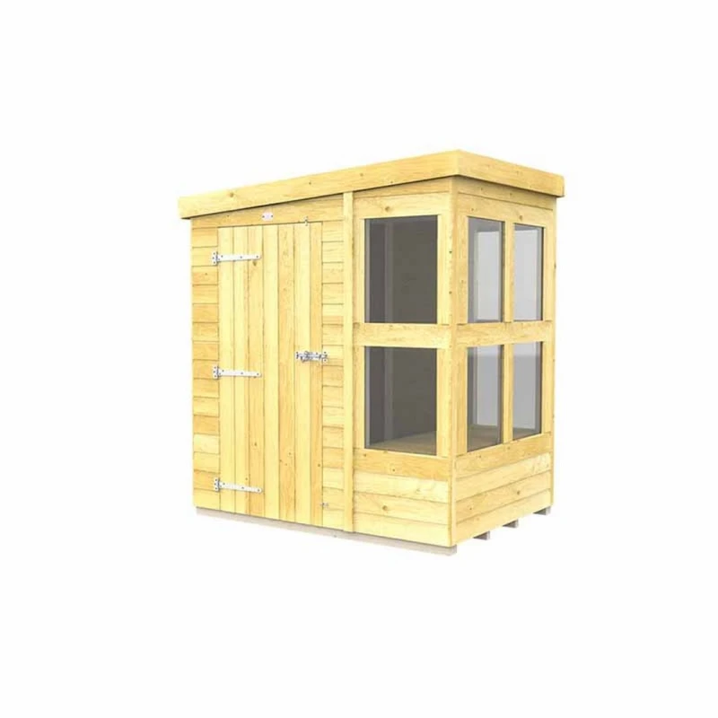 Image of Buttercup Farm 6ft x 4ft Pent Potting Shed - Wood - L118 x W185 x H201cm in Brown Brown Unisex
