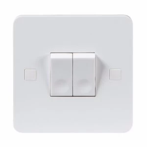 Image of KnightsBridge Pure 9mm 10A White 2G Twin 2 Way 230V Electric Wall Plate Switch