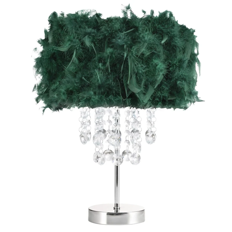 Image of Happy Homewares Modern Chandelier Feather Table Lamp with Waterfall Acrylic Droplets in Green Size: 17" Green Unisex 17"