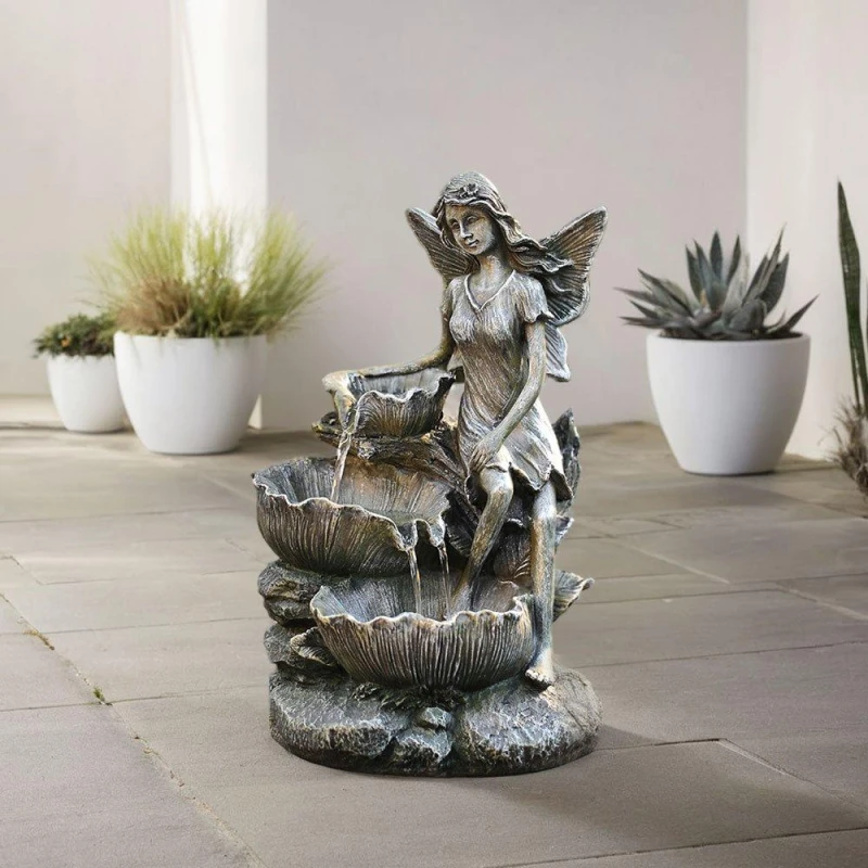 Image of Breeins Fairy Solar Resin Water Fountain Grey unisex One size