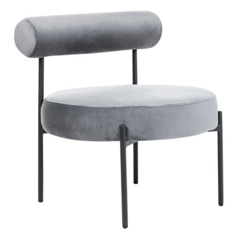 Image of Beliani Velvet Accent Chair Grey Alpha