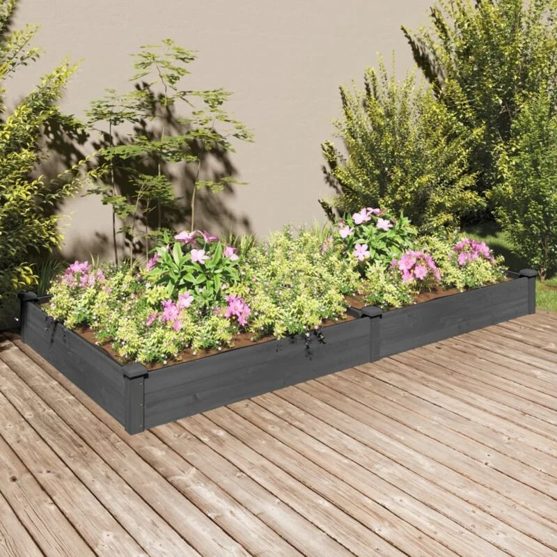 Image of VIDAXL Garden Raised Bed with Liner Grey 240x120x25cm Solid Wood Fir Vidaxl 8720845824310