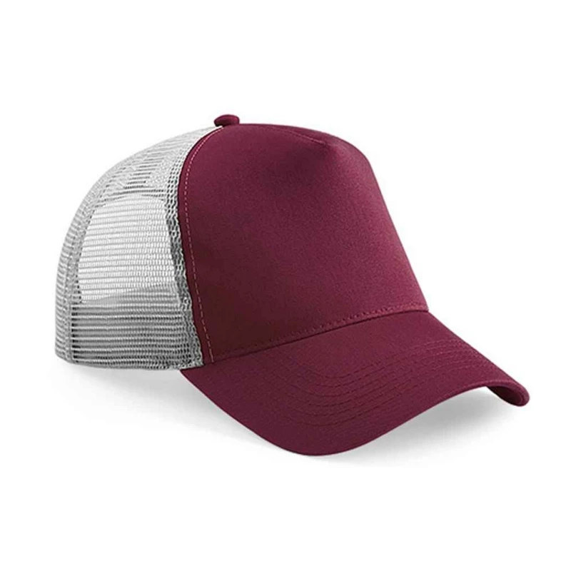 Image of Beechfield Beechfield Men Snapback Trucker Cap in Burgundy Burgundy One Size Male 5063527835796