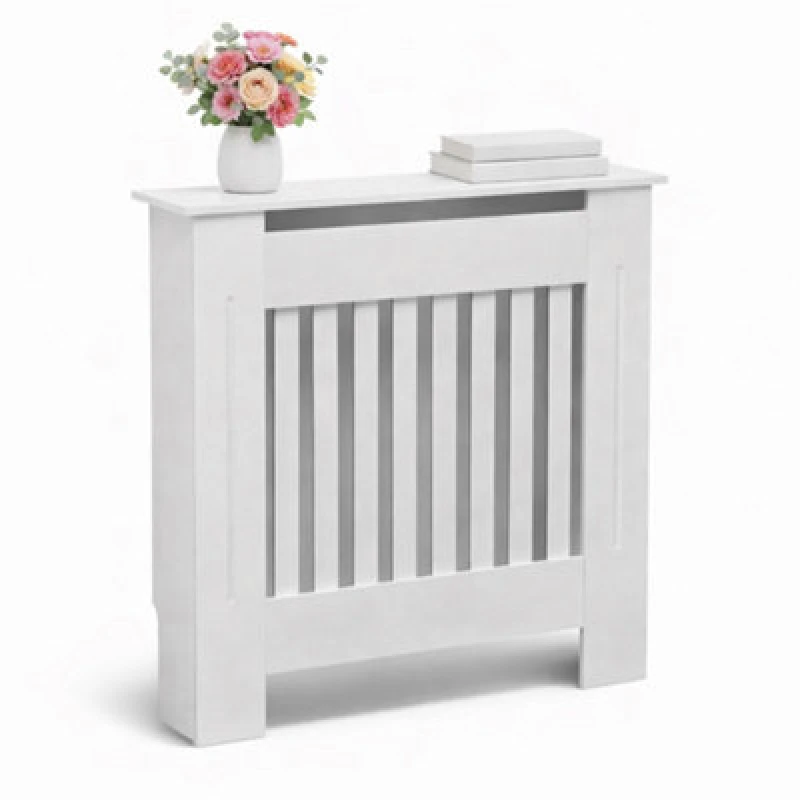 Image of Oypla Small Wooden Slatted Grill Radiator Cover Cabinet White unisex