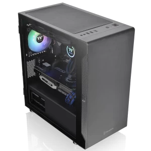 Image of Thermaltake S100 Micro-ATX Tower Case - Black Tempered Glass