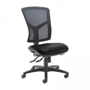 Image of Senza high mesh back operator chair with no arms - Nero Black vinyl