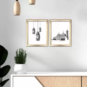 Image of 2ACT-004 Multicolor Decorative Framed MDF Painting (2 Pieces)