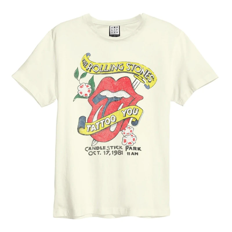 Image of Amplified Amplified Men Tattoo You The Rolling Stones T-Shirt in White Size: X-Small White XS Male 5063238055292