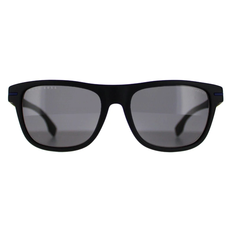 Image of Hugo Boss Rectangle Matte Black Blue Grey Polarized BOSS 1322/S Black