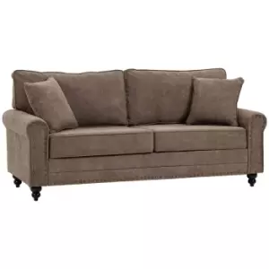 Image of HOMCOM Fabric Sofa 2 Seater Sofa For Living Room Loveseat With Throw Pillow Brown