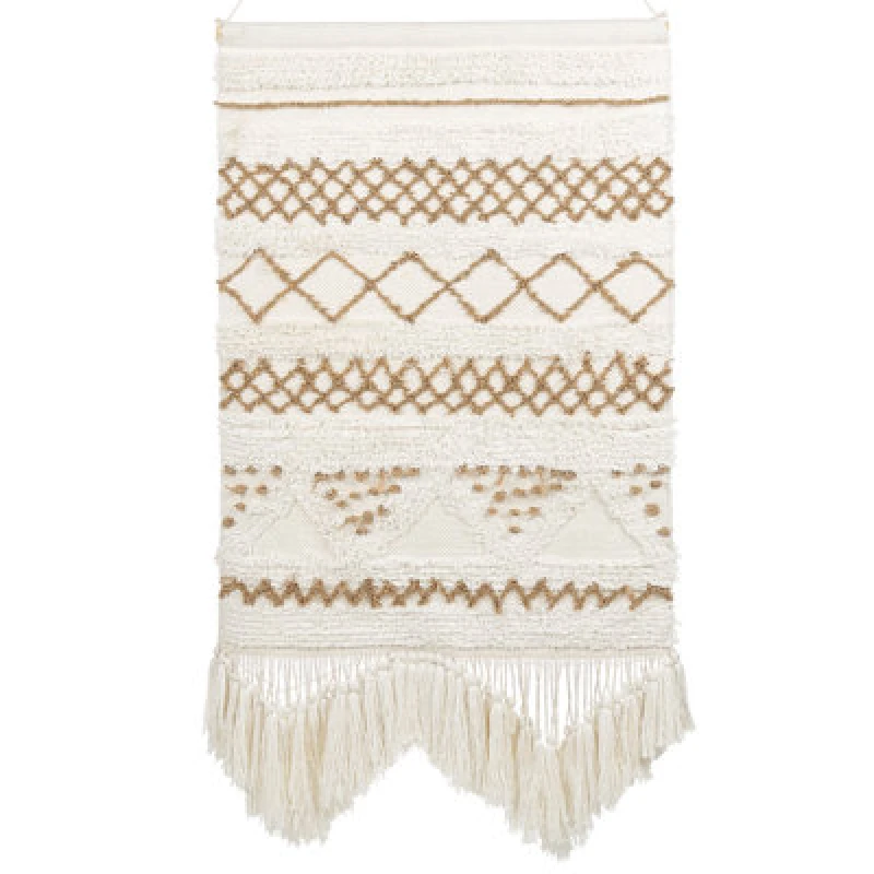 Image of Beliani Fabric Wall Hanging Bazdan Cotton 107cm Beige