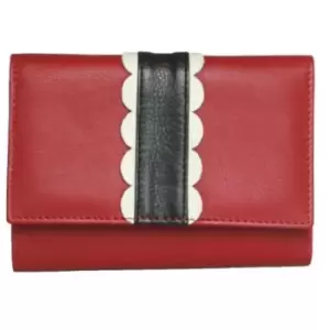 Image of Eastern Counties Leather Womens/Ladies Melanie Purse With Scalloped Detail Panel (One Size) (Red/Black)