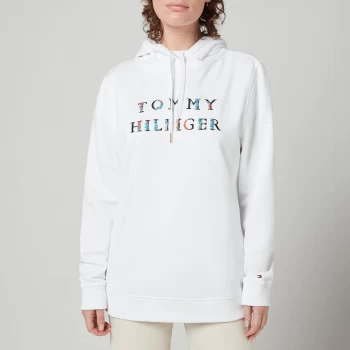 Image of Tommy Hilfiger Womens Crv Regular Floral Hoodie - White - XS