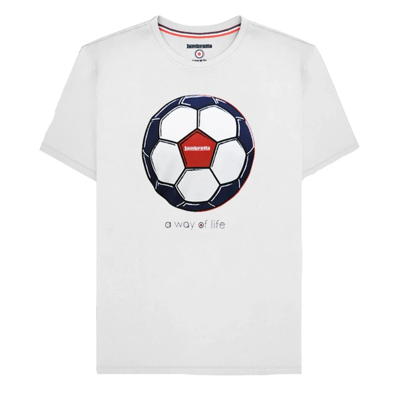Image of Lambretta Lambretta Men Target Big & Tall Football T-Shirt in White Size: 3X-Large White XXXL Male 5063703653312