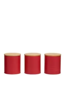 Image of Premier Housewares Alton Red Set Of 3 Storage Canisters