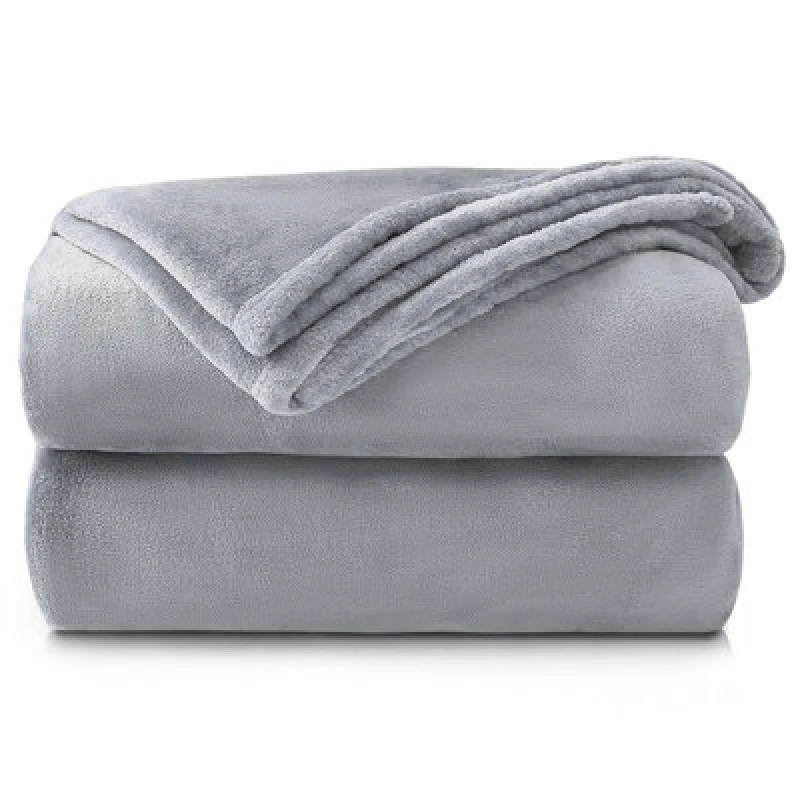Image of Velosso Soft Touch Luxurious Faux Mink Throw Blanket - Perfect For Bed - Sleek Decor, Minimalist Soft Weave - 150Cm X 200Cm, Silver