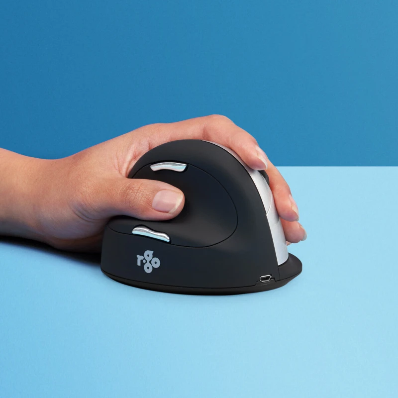 Image of R-Go Tools R-Go Tools Ergonomic mouse R-Go HE Break with break software, large (hand size ≥ 185 mm), left-handed, Bluetooth, Black RGOHELELAWL