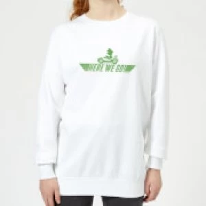Image of Nintendo Mario Kart Here We Go Luigi Womens Sweatshirt - White - S