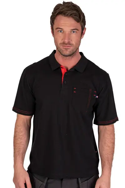 Image of Lee Cooper Workwear Front Pocket Pique Polo Shirt Black