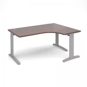 Image of TR10 deluxe right hand ergonomic desk 1600mm - silver frame and walnut