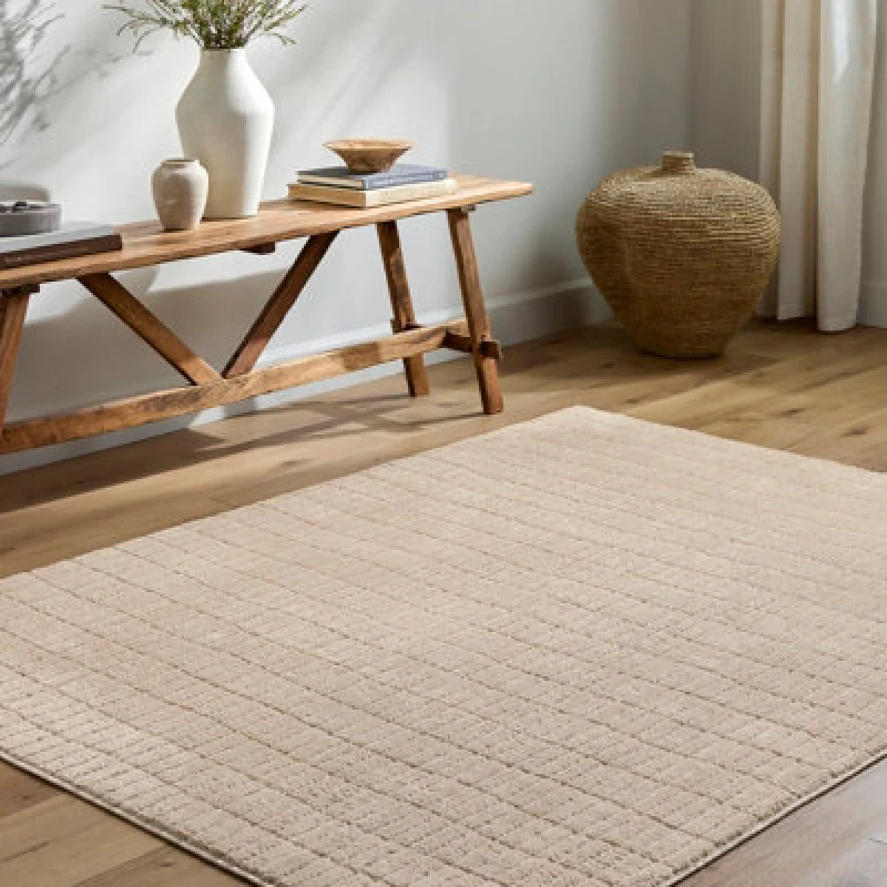 Image of Our Pnw Home X Livabliss Scandi High Pile Light Beige Cascade Area Rug 200 X 275cm - Easy Care, Ideal For Living Room & Bedroom