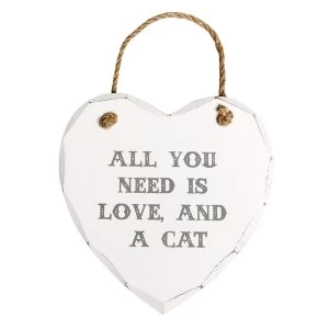 Image of Sass & Belle All You Need Is Love And A Cat Heart Plaque