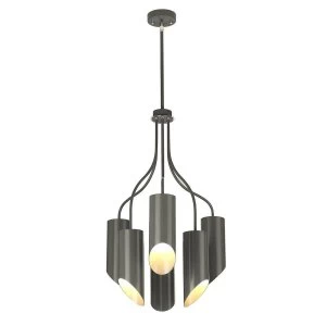 Image of 6 Light Multi Arm Ceiling Pendant Dark Grey Polished Nickel, E27