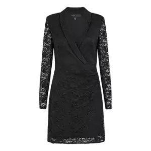Image of Mela London Black Lace Blazer Fitted Dress - Black