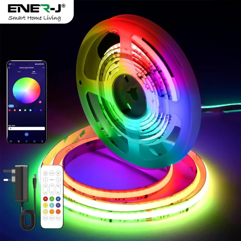 Image of ENER-J Smart RGB COB Strip 5M WiFi Enabled in White White Unisex