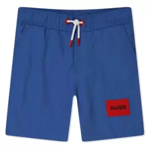 Image of HUGO Boys Logo Swimshorts - Blue