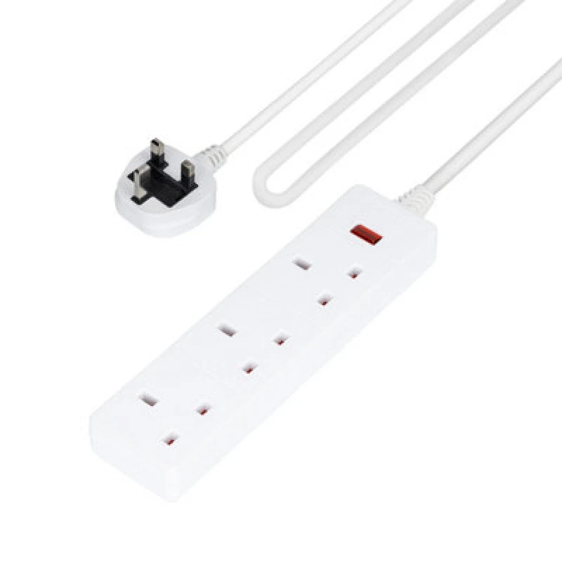 Image of Geepas 3 Gang Extension Lead, 2M Cable Indicator Light Wall Mountable