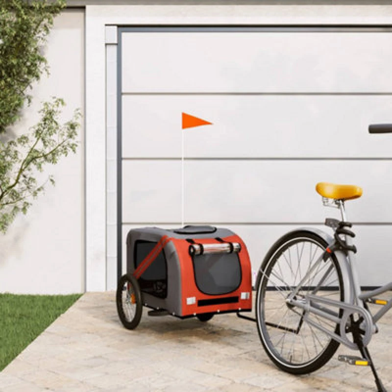 Image of VIDAXL Vidaxl - Pet Bike Trailer Orange and Black Oxford Fabric&Iron 93879