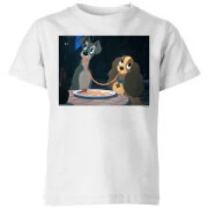 Image of Disney Lady And The Tramp Spaghetti Scene Kids T-Shirt - White - 5-6 Years