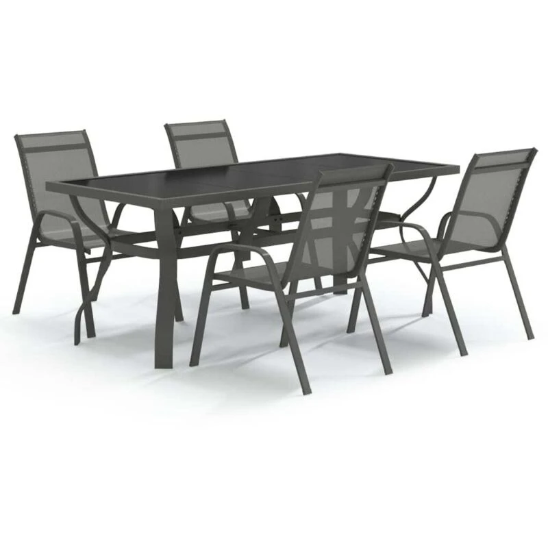 Image of VIDAXL 5 Piece Garden Dining Set Grey and Black Vidaxl 8720286980750