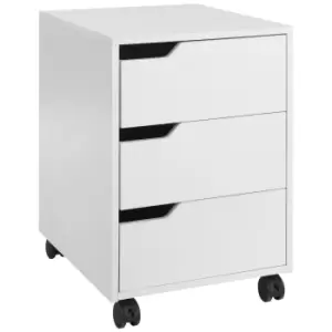 Image of HOMCOM 3 Drawer Mobile File Cabinet, Vertical Filing Cabinet with Wheels for Home Office, White