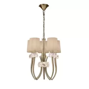 Image of Loewe Slim Pendant 5 Light E14, Antique Brass With Soft Bronze Shades