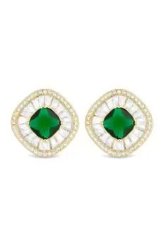 Image of Gold Plated And Emerald Occasion Stud Earrings