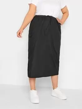 Image of Yours Yours Parachute Cargo Skirt, Black, Size 20, Women
