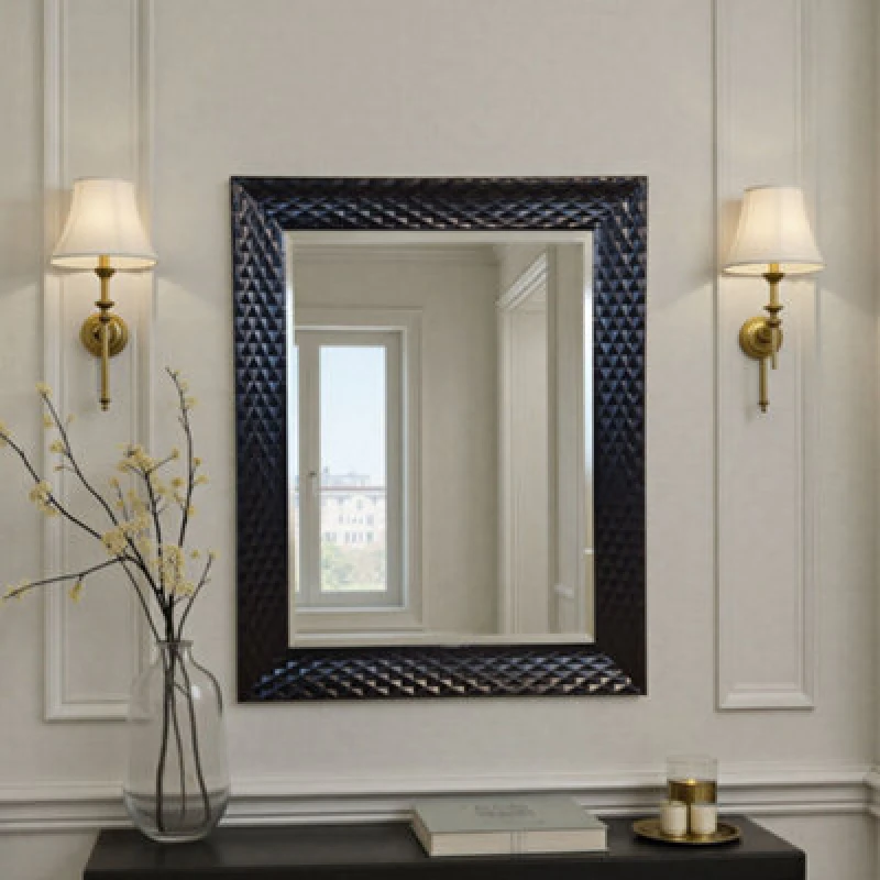 Image of Yearn Diamont Framed Black Bevelled Mirror