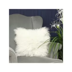 Image of Mongolian Sheepskin Fur Cushion Cover, Pristine, 40 x 40 Cm - Riva Paoletti
