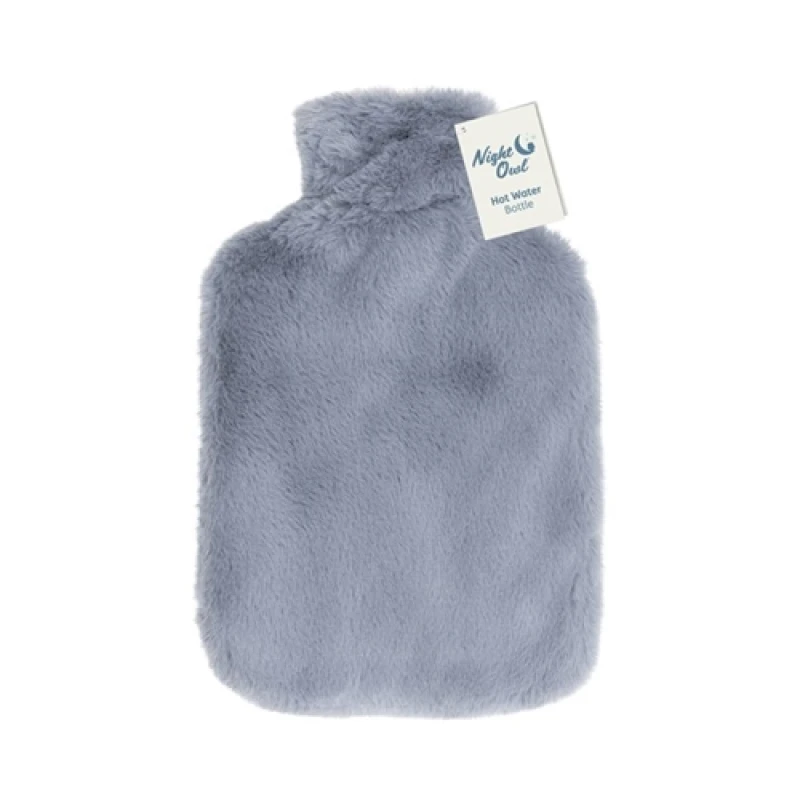 Image of Anika 2L Grey Faux Fur Hot Water Bottle