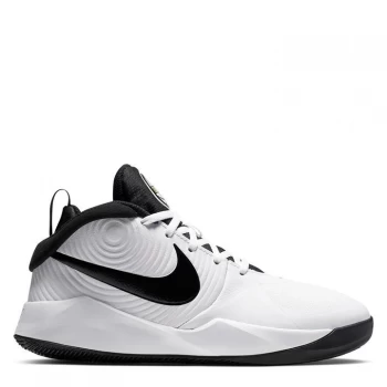 Image of Nike Team Hustle D 9 Big Kids Basketball Shoe - White/Black