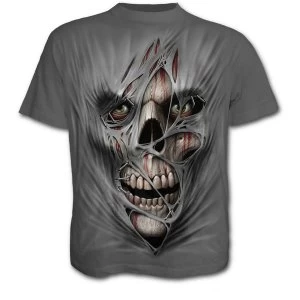 Image of Stitched Up Mens Small T-Shirt - Charcoal Grey