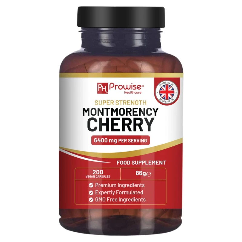Image of Prowise Healthcare Cherry+ 3100mg Montmorency Cherry Added with Black Cherry I 200 Vegan Capsules Super Strength Formula I For Her and Men l Made in