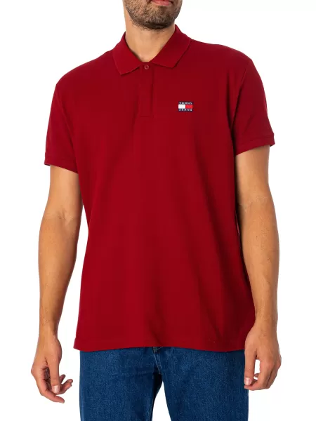 Image of Tommy Jeans Regular Badge Polo Shirt Magma Red L