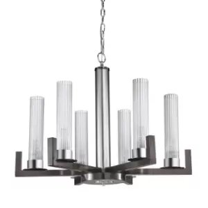 Image of Kolarz Raggio Glass Multi Arm Pendant Ceiling Light 6 Light Brunito Brushed